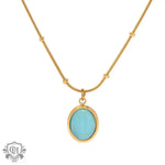 18K Gold Blue Inlaid Zircon Necklace - QH Clothing