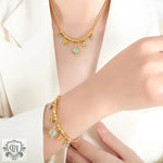 18K Gold Bohemian Tree of Life and Sun with Turquoise Necklace & Bracelet - QH Clothing