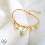 18K Gold Bohemian Tree of Life and Sun with Turquoise Necklace & Bracelet - QH Clothing