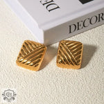 18k gold classic retro square braided design earrings - QH Clothing