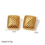 18k gold classic retro square braided design earrings - QH Clothing