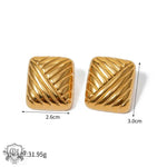 18k gold classic retro square braided design earrings - QH Clothing