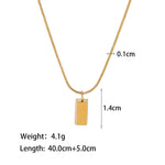 18K gold light luxury fashion fine chain with three-dimensional rectangular brick design pendant necklace - QH Clothing