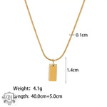 18K gold light luxury fashion fine chain with three-dimensional rectangular brick design pendant necklace - QH Clothing