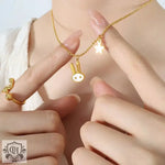 18K Gold Bunny and Star Pendant Necklace - QH Clothing