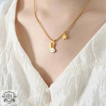 18K Gold Bunny and Star Pendant Necklace - QH Clothing