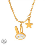 18K Gold Bunny and Star Pendant Necklace - QH Clothing