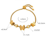 18K Gold Butterfly/Love/Ball Bead Design Bracelet - QH Clothing