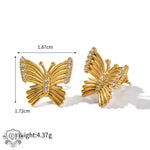 18K Gold Butterfly Pendant Necklace & Earrings - QH Clothing