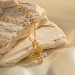 18K Gold Butterfly White Zircon inlay Necklace - QH Clothing