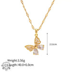 18K Gold Butterfly White Zircon inlay Necklace - QH Clothing