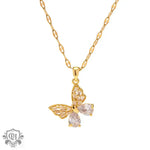 18K Gold Butterfly White Zircon inlay Necklace - QH Clothing