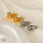 18K Gold C-Shaped Double Line Earrings - QH Clothing