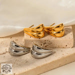 18K Gold C-Shaped Double Line Earrings - QH Clothing