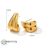 18K Gold C-Shaped Double Line Earrings - QH Clothing