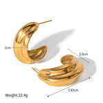 18k gold classic simple C-shaped design earrings - QH Clothing