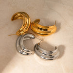 18k gold classic simple C-shaped design earrings - QH Clothing