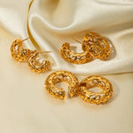 18k gold light luxury and noble C-shaped hollow design earrings - QH Clothing