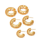 18k gold light luxury and noble C-shaped hollow design earrings - QH Clothing