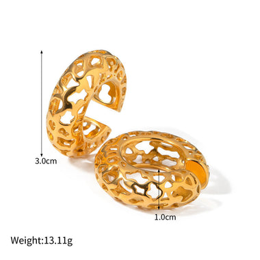 18k gold light luxury and noble C-shaped hollow design earrings - QH Clothing