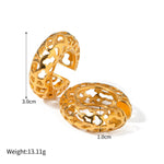 18k gold light luxury and noble C-shaped hollow design earrings - QH Clothing