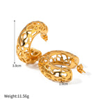 18k gold light luxury and noble C-shaped hollow design earrings - QH Clothing