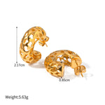 18k gold light luxury and noble C-shaped hollow design earrings - QH Clothing