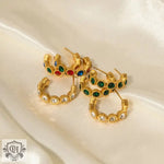 18K Gold C-Shaped Zirconia Elegance Earrings - QH Clothing