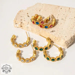 18K Gold C-Shaped Zirconia Elegance Earrings - QH Clothing