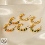 18K Gold C-Shaped Zirconia Elegance Earrings - QH Clothing