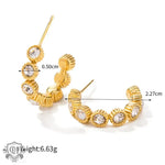 18K Gold C-Shaped Zirconia Elegance Earrings - QH Clothing