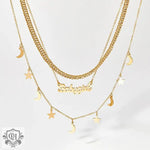 18K Gold Celestial Letter Stacked Necklace - QH Clothing