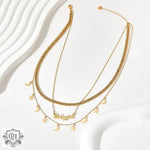 18K Gold Celestial Letter Stacked Necklace - QH Clothing