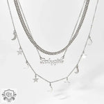 18K Gold Celestial Letter Stacked Necklace - QH Clothing