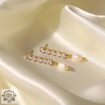 18k Gold Chain Earrings with Freshwater Pearls - QH Clothing