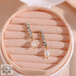 18k Gold Chain Earrings with Freshwater Pearls - QH Clothing