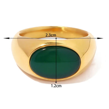 18K Gold Chain Link Chrysoprase Geometric Ring - QH Clothing