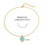 18K Novel Fashion Checker Checker Green and White Design Versatile Pendant Necklace - QH Clothing