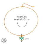 18K Novel Fashion Checker Checker Green and White Design Versatile Pendant Necklace - QH Clothing