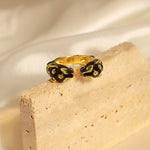 18K gold trendy and fashionable cheetah inlaid gem opening design light luxury style ring - QH Clothing