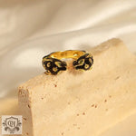 18K gold trendy and fashionable cheetah inlaid gem opening design light luxury style ring - QH Clothing