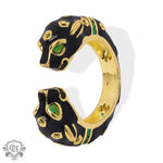 18K gold trendy and fashionable cheetah inlaid gem opening design light luxury style ring - QH Clothing