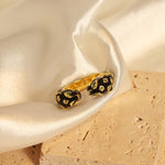 18K gold trendy and fashionable cheetah inlaid gem opening design light luxury style ring - QH Clothing