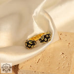 18K gold trendy and fashionable cheetah inlaid gem opening design light luxury style ring - QH Clothing