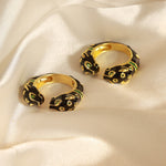 18K gold trendy and fashionable cheetah inlaid gem opening design light luxury style ring - QH Clothing