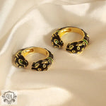 18K gold trendy and fashionable cheetah inlaid gem opening design light luxury style ring - QH Clothing