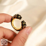 18K gold trendy and fashionable cheetah inlaid gem opening design light luxury style ring - QH Clothing