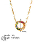 Elegant 18K Gold Circle Design necklace featuring a colorful gemstone circle pendant