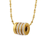 18K Gold Circular Diamond Pendant Necklace - QH Clothing