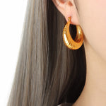 18K Gold Classic Fashion Round Thread Design Versatile Earrings - QH Clothing